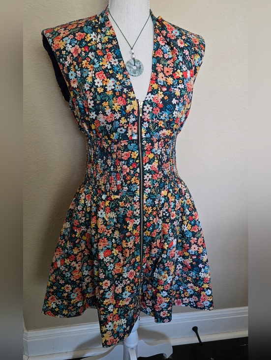 NEW Anthroplogie The Tommie Mini Shirt Dress Floral Navy Motif - 6 - Picture 3 of 8